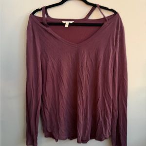 Time and Tru Red Asymmetrical Long Sleeve Blouse